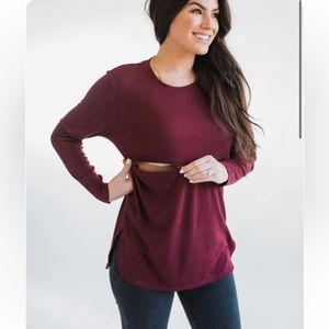 NWT Nursing Queen Long Sleeve Tunic Wine